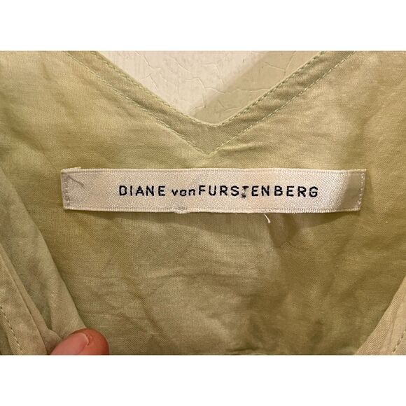 DIANE VON FURSTENBERG Green Waist Tie Spagetti Strap Y2K Dress Women's Sz Small - Picture 5 of 10